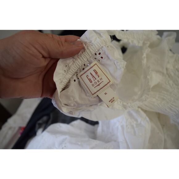 Gap Doen Dress Womens XL White Eyelet Sundress Maxi Long Cotton Summer NWT - Picture 5 of 7